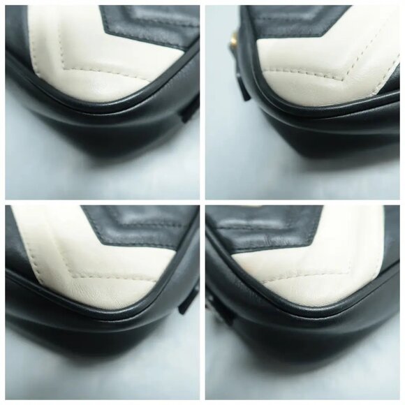 100% Authentic GUCCI Black&White Leather Shoulder Bag 796-102824 - Picture 6 of 12